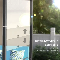 Outsunny Outdoor Rattan Wicker Patio Furniture Sofa Set with Retractable Canopy Pergola for Deck, Pool, Garden, Turquoise(m-6)