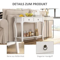 HOMCOM Console Table, Modern Entryway Table with 2 Drawers and Bottom Shelf, Sofa Table for Living Room, Hallway, Ivory White(m-6)