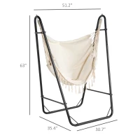 Outsunny Hammock Chair with U Shape Stand, Hammock Swing Chair with A Side Pocket, Cream White(m-3)