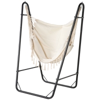 Outsunny Hammock Chair with U Shape Stand, Hammock Swing Chair with A Side Pocket, Cream White