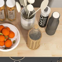 HOMCOM Rolling Kitchen Cart, Kitchen Island with Storage Drawer, 9-bottle Wine Rack, Door Cabinets, Wooden Countertop, Black(m-9)