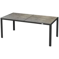Outsunny Patio Table for 8 with Aluminum Frame, Faux Wood Tabletop, Rectangular Outdoor Table for Backyard, Lawn, Balcony, Grey(m-2)