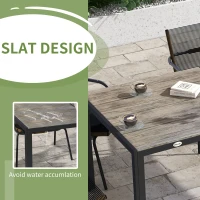 Outsunny Patio Table for 8 with Aluminum Frame, Faux Wood Tabletop, Rectangular Outdoor Table for Backyard, Lawn, Balcony, Grey(m-5)