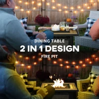 Outsunny 50,000 BTU Propane Fire Table, 28" Gas Firepit Table with Pulse Ignition, Lava Rocks, Rain Cover, Brown(m-4)