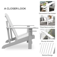 Outsunny Oversized Adirondack Chair, Outdoor Fire Pit and Porch Seating, Classic Log Lounge w/ Built-in Cupholder, White(m-5)