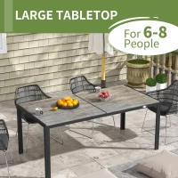 Outsunny Patio Table for 8 with Aluminum Frame, Faux Wood Tabletop, Rectangular Outdoor Table for Backyard, Lawn, Balcony, Grey(m-4)