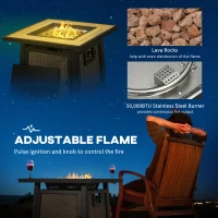 Outsunny 50,000 BTU Propane Fire Table, 28" Gas Firepit Table with Pulse Ignition, Lava Rocks, Rain Cover, Brown(m-5)