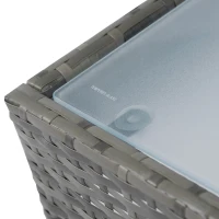 Outsunny 4 Pieces Patio Furniture Set with Loveseat Bench, Armchairs, Glass Table, Outdoor Wicker Conversation Seating Set, Grey(m-7)