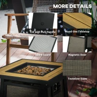 Outsunny 50,000 BTU Propane Fire Table, 28" Gas Firepit Table with Pulse Ignition, Lava Rocks, Rain Cover, Brown(m-9)
