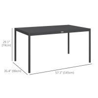 Outsunny Outdoor Dining Table w/ Aluminium Frame, Garden Table, 57", Dark Grey(m-3)