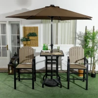 Outsunny Aluminum Frame 3 Piece Bar Set, High Top Patio Table and Chairs Set, Bistro Set with Umbrella Hole(m-8)