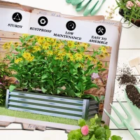 Outsunny 4'x2'x1' Galvanized Raised Bed, Bottomless Elevated Planter Box for Growing Flowers, Herbs and Vegetables, Silver(m-6)