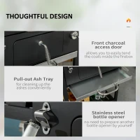 Outsunny Charcoal BBQ Grill Smoker with Adjustable Charcoal Pan and Galvanised Steel Shell, Barbecue Grill Trolley with Storage(m-6)