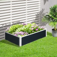 Outsunny 47" x 35" x 12" Raised Garden Bed, Planter Box, Above Ground Garden for Flowers, Herb, Vegetables, Dark Grey(m-1)