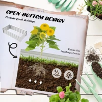 Outsunny 4'x2'x1' Galvanized Raised Bed, Bottomless Elevated Planter Box for Growing Flowers, Herbs and Vegetables, Silver(m-5)