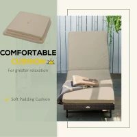 Outsunny Wicker Patio Lounger, Outdoor Recliners Lounge Chair w/ 5-Level Adjustable Backrest, Cushion for Outdoor, Khaki(m-6)