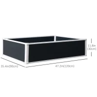 Outsunny 47" x 35" x 12" Raised Garden Bed, Planter Box, Above Ground Garden for Flowers, Herb, Vegetables, Dark Grey(m-3)