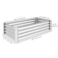 Outsunny 4'x2'x1' Galvanized Raised Bed, Bottomless Elevated Planter Box for Growing Flowers, Herbs and Vegetables, Silver(m-3)