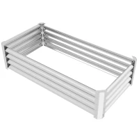 Outsunny 4'x2'x1' Galvanized Raised Bed, Bottomless Elevated Planter Box for Growing Flowers, Herbs and Vegetables, Silver(m-2)