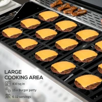 Outsunny 4 Burner Propane Gas Grill with Side Burner, 40,000 BTU Outdoor Barbeque with Shelves, Thermometer, Bottle Opener, Black(m-4)