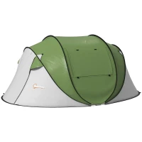 Outsunny Pop Up Tent with Porch and Carry Bag, 3000mm Waterproof, for 2-3 People Camping Hiking, Green(m-1)
