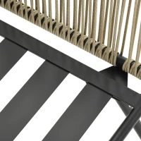 Outsunny 3 Piece Outdoor Patio Bistro Set, Wicker Rattan Furniture with Metal Legs for Garden, Backyard, Coffee and Light Grey(m-9)