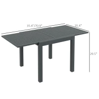 Outsunny Expandable Patio Table, Outdoor Dining Table for 4-6 with Aluminum Frame for Garden, Lawn, Balcony Terrace, Gray(m-3)