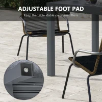 Outsunny Expandable Patio Table, Outdoor Dining Table for 4-6 with Aluminum Frame for Garden, Lawn, Balcony Terrace, Gray(m-7)