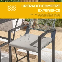 Outsunny 3pc Rattan Patio Bar Table and Bar Chairs w/ Cushions Home Bar Furniture(m-6)