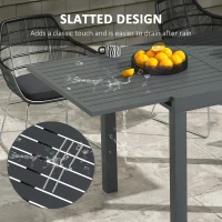 Outsunny Expandable Patio Table, Outdoor Dining Table for 4-6 with Aluminum Frame for Garden, Lawn, Balcony Terrace, Gray(m-6)