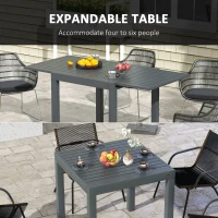 Outsunny Expandable Patio Table, Outdoor Dining Table for 4-6 with Aluminum Frame for Garden, Lawn, Balcony Terrace, Gray(m-4)