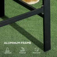 Outsunny Aluminum Frame 3 Piece Bar Set, High Top Patio Table and Chairs Set, Bistro Set with Umbrella Hole(m-7)