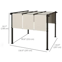 Outsunny 10' x 10' Metal Pergola, Outdoor Pergola with Retractable Canopy, for Garden, Patio, Backyard, Deck(m-3)