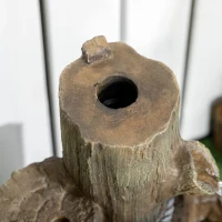 Outsunny Outdoor Fountain, Garden Waterfall with Birdhouse, 3-Tier Tree Trunk Design, LED Lights for Porch, Deck, Yard, Brown(m-9)