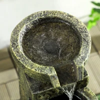 Outsunny Outdoor Fountain Cascading Waterfall with 4-Tier Stone Look Bowls, Adjustable Flow for Patio Garden, Black and Yellow(m-8)