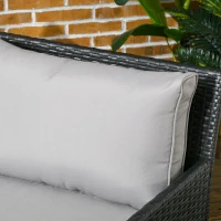 Outsunny Patio Rattan Double Lounge Daybed, Outdoor Wicker Armrests Chaise Lounge for 2-Person with Cushion & Pillow, Grey(m-10)