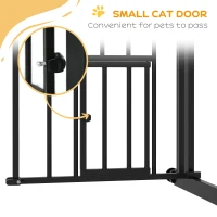 PawHut Auto-Close Pet Gate, Stair Gate with Cat Door, Double Locking for Doorways Hallways Stairs, Fits 29"-31.5" Wide, Black(m-9)