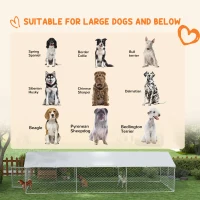 PawHut 19.7' x 7.5' x 4.9' Outdoor Dog Kennel Dog Run with Waterproof, UV Resistant Cover for Medium Large Sized Dogs, Silver(m-4)