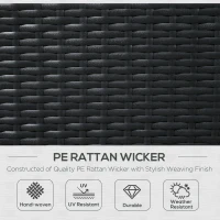 Outsunny Patio Rattan Double Lounge Daybed, Outdoor Wicker Armrests Chaise Lounge for 2-Person with Cushion & Pillow, Grey(m-4)