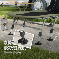 Outsunny Heavy Duty Camping Cot, Folding Bed with Soft Padded Cushion and 180° Adjustable Backrest, 400 lbs. Capacity, Green(m-6)