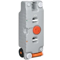 Outsunny 19.8 Gallon Portable RV Water Tank, Waste Water Storage Tank, with Rotating Drain Spout, Level Indicator and 3 Wheels(m-2)