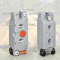 Outsunny 19.8 Gallon Portable RV Water Tank, Waste Water Storage Tank, with Rotating Drain Spout, Level Indicator and 3 Wheels(m-4)