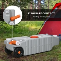 Outsunny 19.8 Gallon Portable RV Water Tank, Waste Water Storage Tank, with Rotating Drain Spout, Level Indicator and 3 Wheels(m-6)