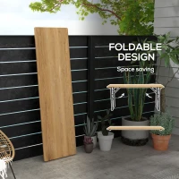 Outsunny Folding Picnic Table w/ Adjustable Heights, Camping Table, Natural(m-5)