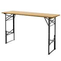 Outsunny Folding Picnic Table w/ Adjustable Heights, Camping Table, Natural(m-2)