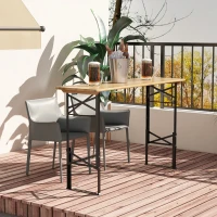 Outsunny Folding Picnic Table w/ Adjustable Heights, Camping Table, Natural(m-1)