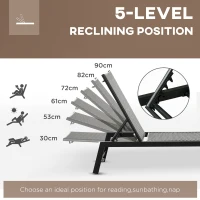 Outsunny Outdoor Rattan Wicker Patio Lounger Chair Sun Lounger w/ 5-Position Backrest and Wheels for Garden, Poolside, Brown(m-5)