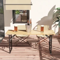 Outsunny Folding Picnic Table w/ Adjustable Heights, Camping Table, Natural(m-10)