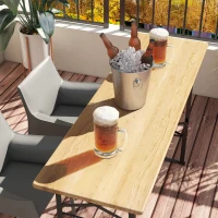 Outsunny Folding Picnic Table w/ Adjustable Heights, Camping Table, Natural(m-9)