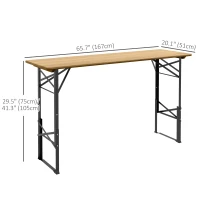 Outsunny Folding Picnic Table w/ Adjustable Heights, Camping Table, Natural(m-3)